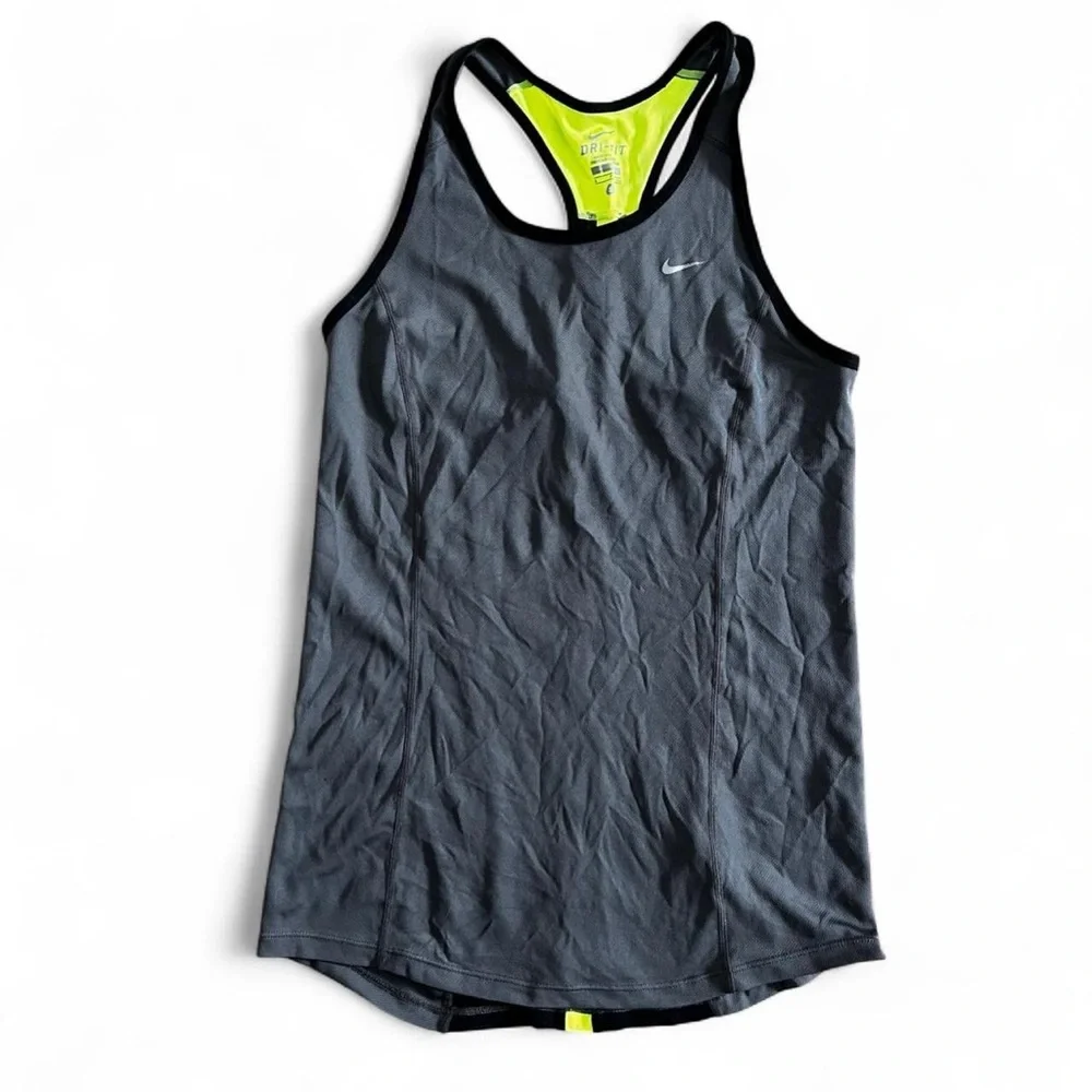 Nike grey and green dri-fit activewear tank top Size S